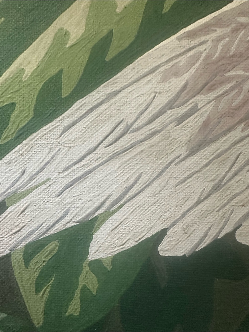 MCM retro  Cockatoo birds Botanical painting in Green White lavender pink - Picture 4 of 7